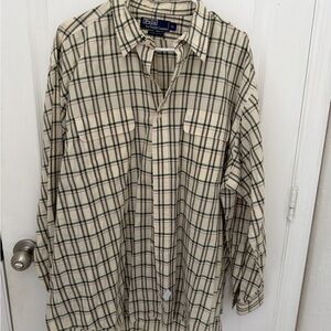 Ralph Lauren Cream and Green Plaid Shirt